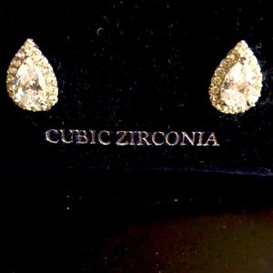 Cubic Zirconia teardrop post earrings never worn